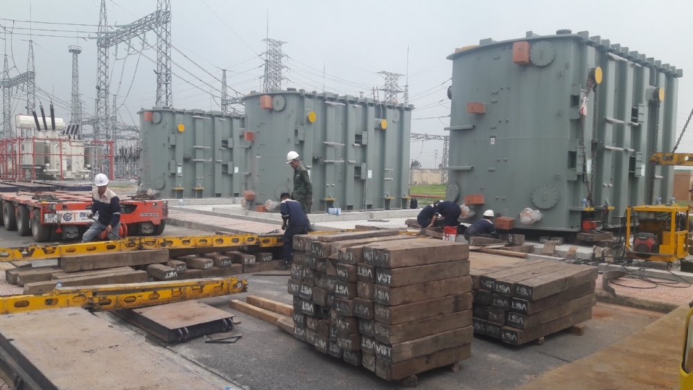 Kết hợp vận chuyển thủy bộ và lắp đặt 3 MBA từ Hải Phòng - Đông Anh, Hà Nội.